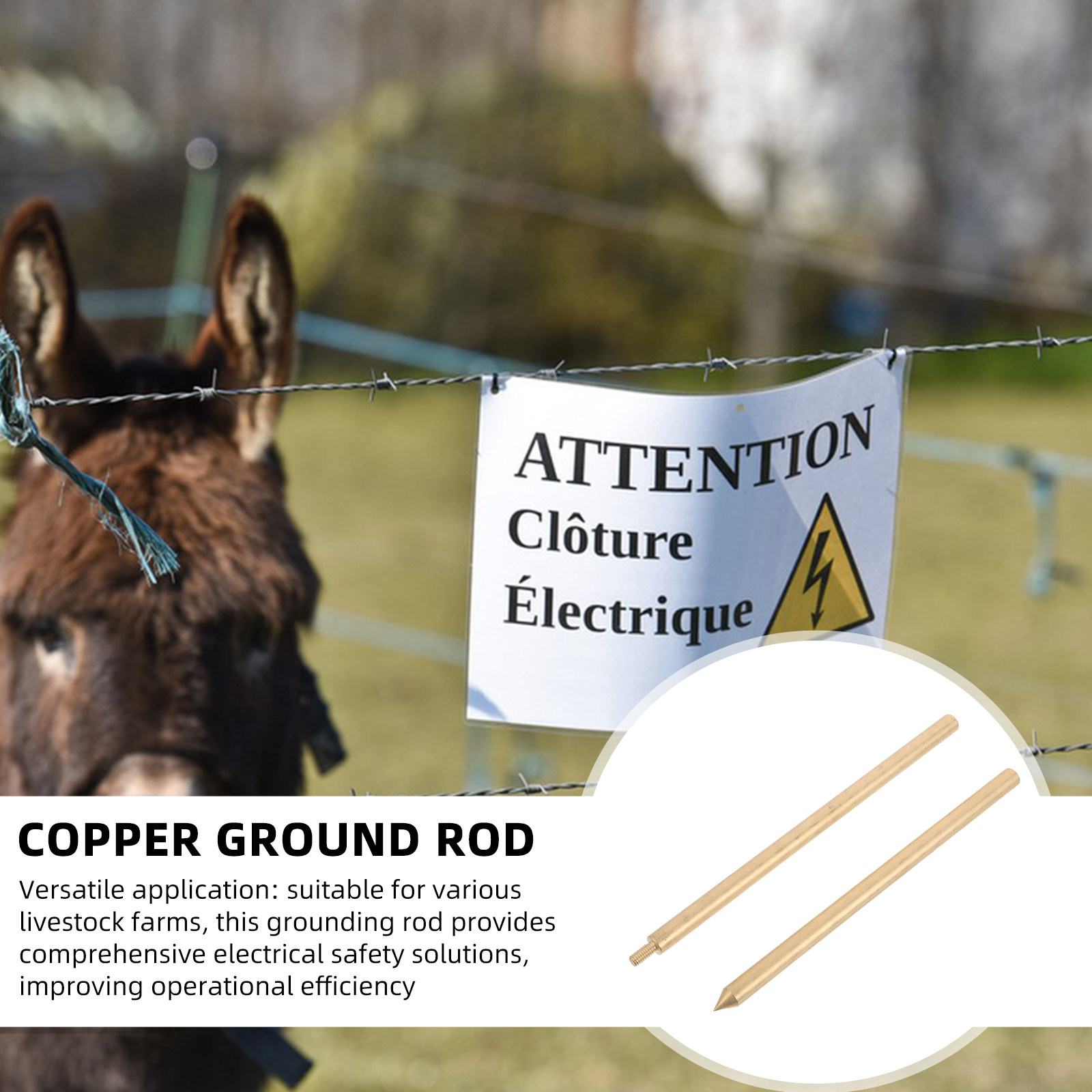 Earthing Grounding Rod - Electric Fence Ground Rod 8x300mm Brass